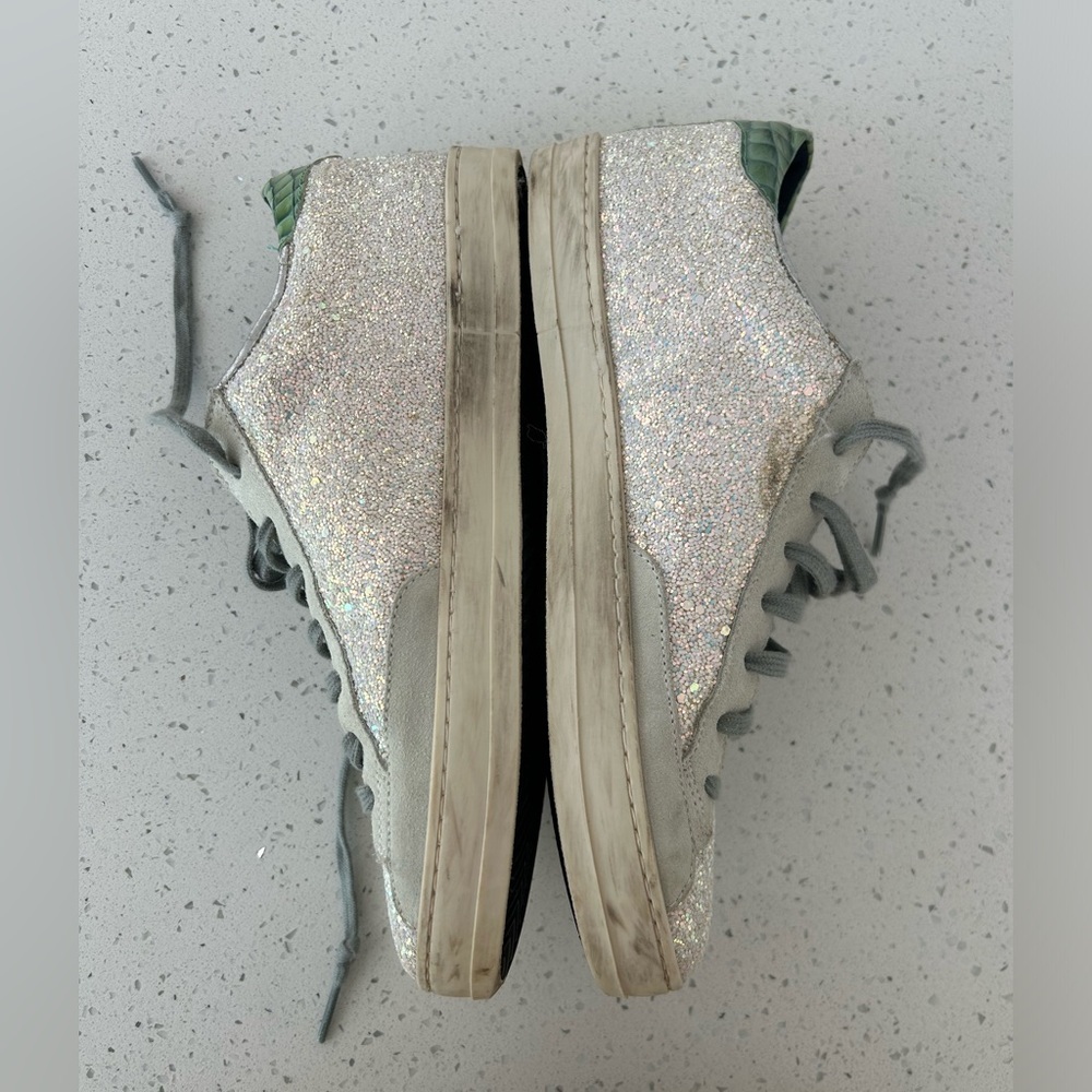 P448 John Iridescent Glitter Sneakers Sz 39 / US 8.5 - Picture 7 of 11